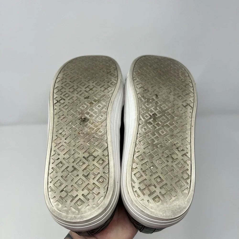 Tory Burch Jesse Quilted Napa Leather Sneaker Black Gold Logo Size‎ 6.5
